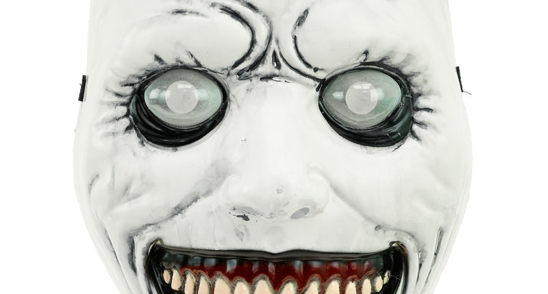 Monstermasker met bolle ogen, wit gezichtsmasker met brede grijns en tanden, voor Halloween