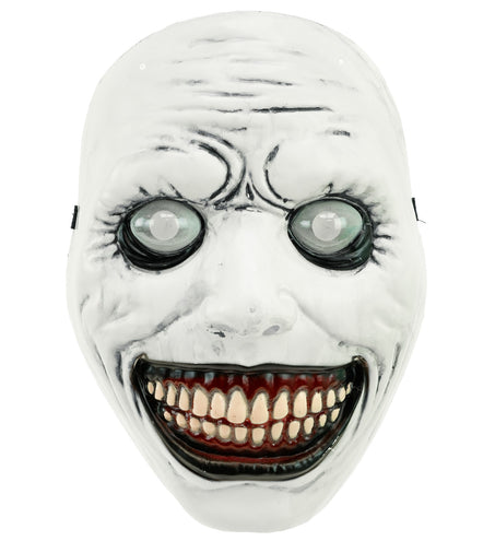 Monstermasker met bolle ogen, wit gezichtsmasker met brede grijns en tanden, voor Halloween