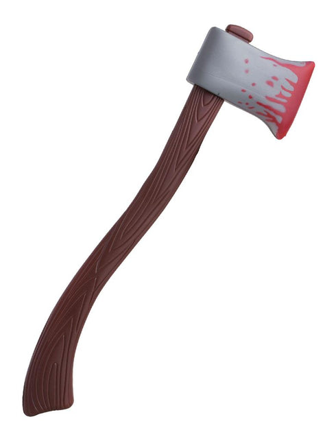 Nep bijl met bloedsporen met zilvergrijs blad, rode druipers en bruine steel met houtnerf voor Halloween