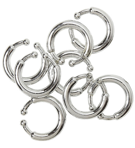 Nep piercing clip in zilver, meerdere open ringetjes met balletjes in glanzende metaallook