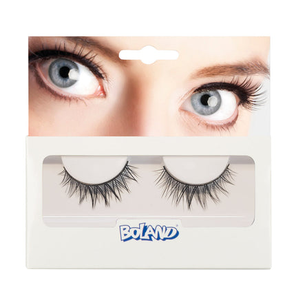Nepwimpers Delicate zwart in verpakking, fijne plakwimpers voor dames voor Halloween of themafeest