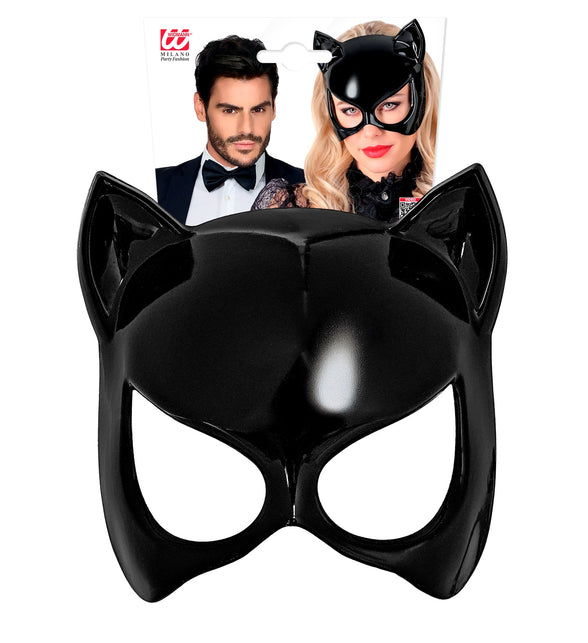 Oogmasker kat zwart in verpakking van Widmann met afbeelding van de kattenlook