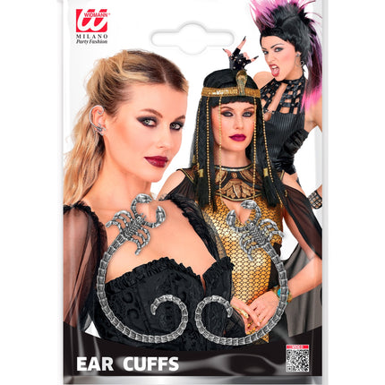 Oorcuff schorpioen dames in verpakking van Widmann met twee zilverkleurige oorsieraden