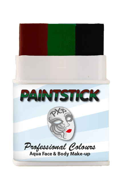 Paintstick camouflage met bruine, groene en zwarte schmink in één stick van PXP Professional Colours