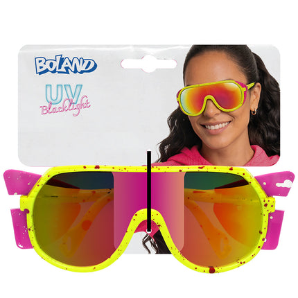 Partybril Rave runner UV van Boland op de verpakkingskaart met de opdruk UV Blacklight