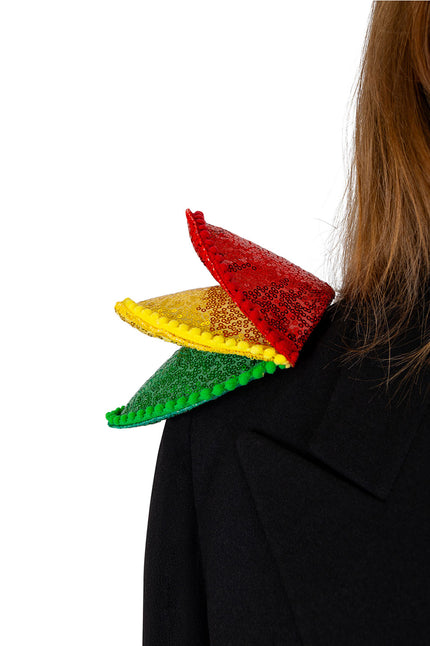 PartyXplosion Epauletten rood geel groen pailletten