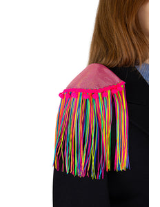 PartyXplosion Epauletten shiny pink neon franjes
