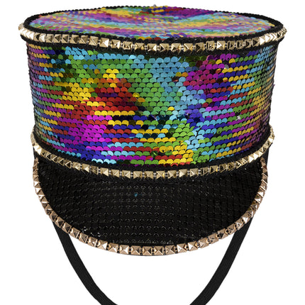 PartyXplosion Kolbak fanfare hoed Pailletten multicolor