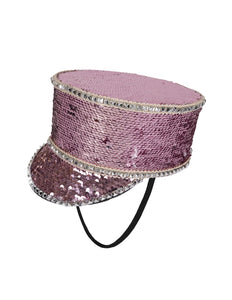 PartyXplosion Kolbak fanfare hoed Pailletten roze