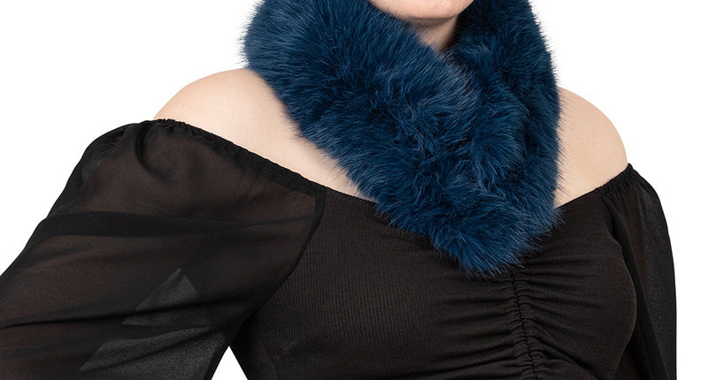 PartyXplosion Nep bont sjaal petrol met clip