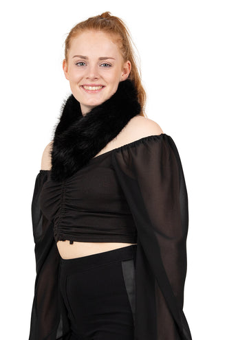 PartyXplosion Nep bont sjaal zwart met clip