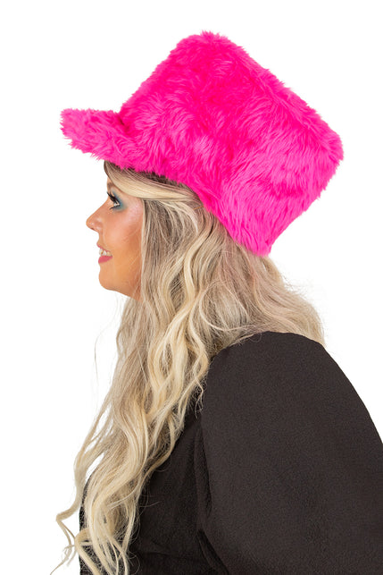 PartyXplosion Pluche fanfare hoed harmonie roze 15 cm