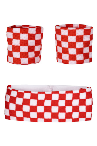 PartyXplosion Zweetbandjes set rood wit geblokt Brabant