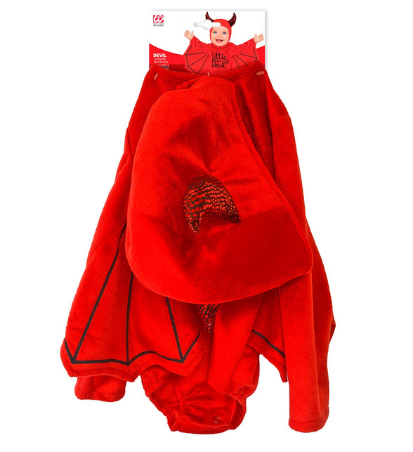 Pluche duivel kostuum Milan kind in verpakking met jumpsuit en hoofddeksel
