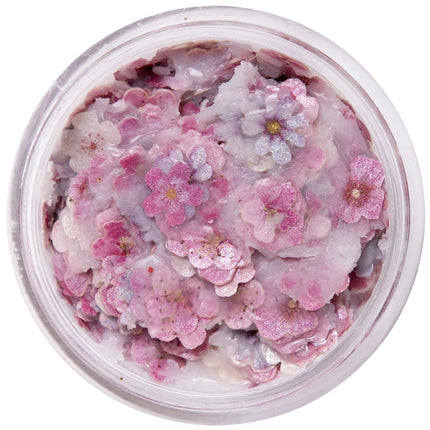 Potje PXP pressed chunky flowers pink mix met roze, witte en lila bloemetjes in wax