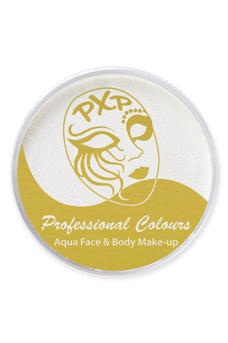 Potje PXP witte aquaschmink met gouden label en PXP-maskerlogo, aqua face and body make-up