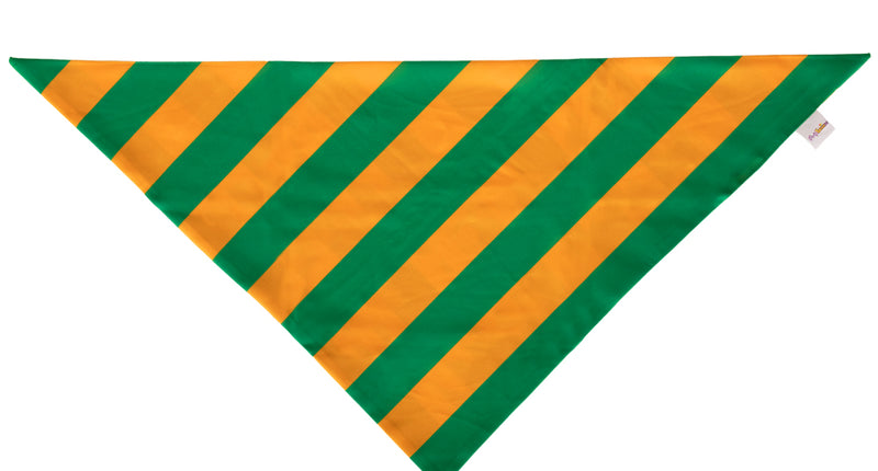 Puntsjaal oranje groen met brede diagonale strepen, driehoekige sjaal van 90 x 40 cm