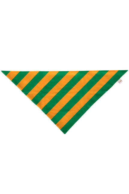 Puntsjaal oranje groen met brede diagonale strepen, driehoekige sjaal van 90 x 40 cm