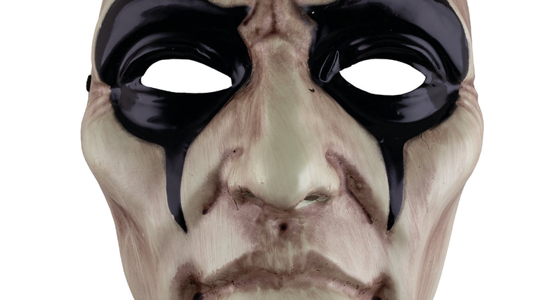 Purge masker van pvc met bleek gezicht en glanzend zwart omrande ogen voor Halloween