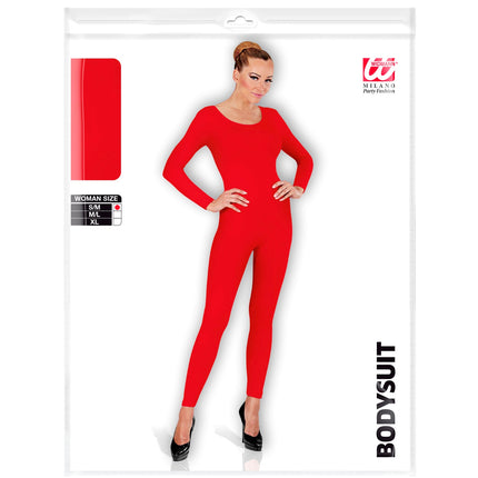 Rode body voor dames in de verpakking met damesmaten S/M, M/L en XL