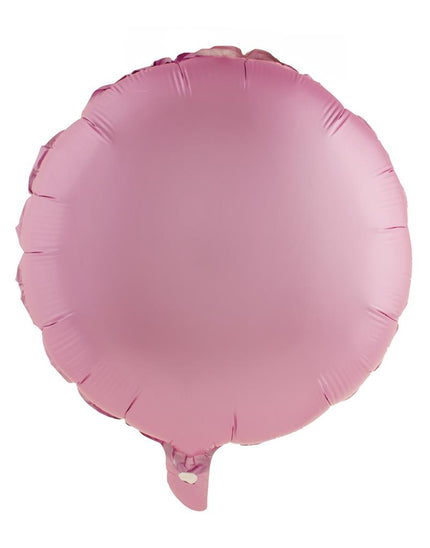 Roze folieballon rond in effen zacht roze, 52,7 x 46 cm, met vulnek aan de onderkant