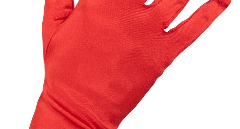Satijnen handschoenen rood 20 cm, glanzend effen rood model tot net over de pols
