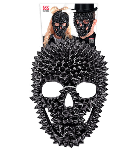 Schedelmasker met nagels in verpakking, met dun elastiek langs de neusbrug