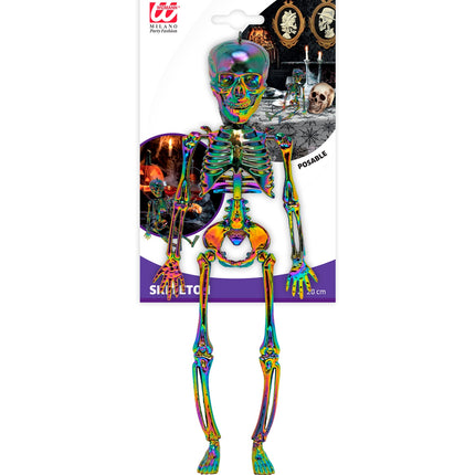 Skelet buigbaar metallic regenboog in verpakking met ophanghaak, Halloween decoratie