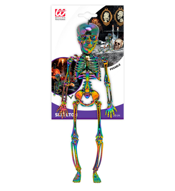 Skelet buigbaar metallic regenboog in verpakking met ophanghaak, Halloween decoratie
