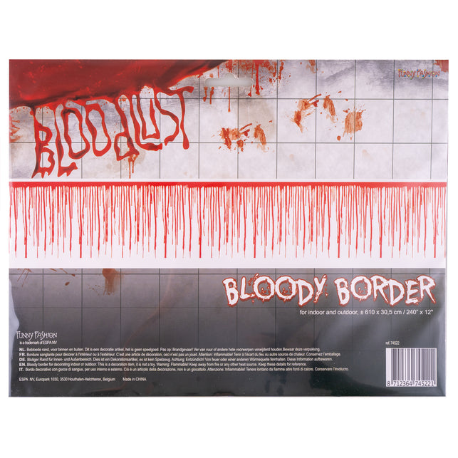Slinger bloed decoratie Halloween in de verpakking, bloedige rand van ongeveer 610 x 30,5 cm
