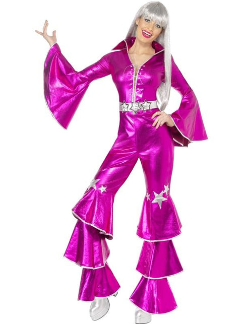 Smiffys 1970s Dancing Queen pak roze vrouw Medium