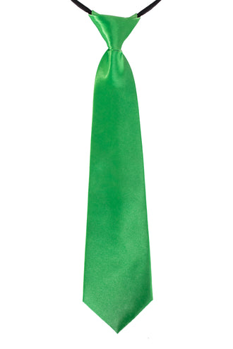 Stropdas groen met glanzende voorzijde, voorgeknoopte knoop en zwart nekbandje voor een themafeest