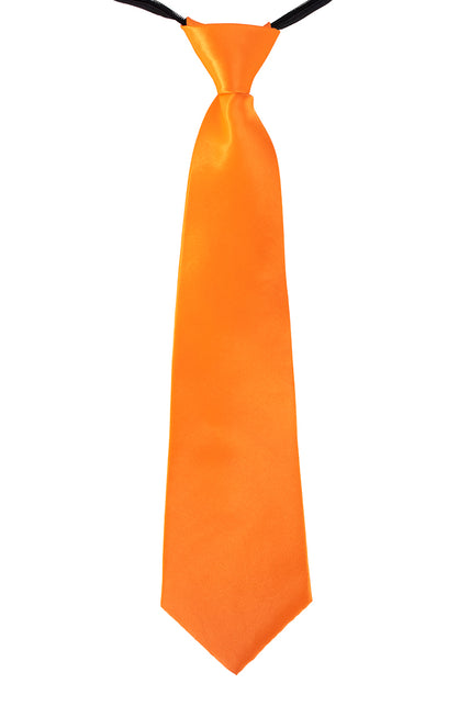 Stropdas oranje met glanzende voorzijde en voorgeknoopte knoop, voor Koningsdag en het EK