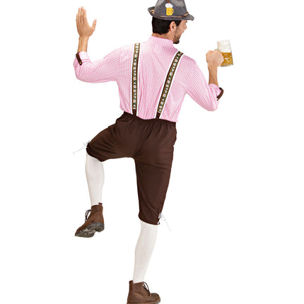 Tiroler oktoberfest kleding Mario achterzijde met elastieke tailleband en witte rijgveters bij de zoom
