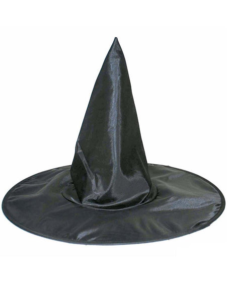 Tovenaarshoed volwassen Harrie, zwarte punthoed met spitse bol en brede rand voor Halloween