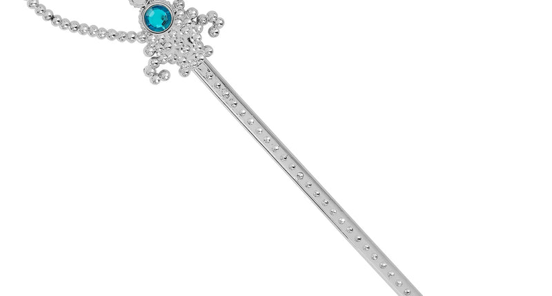Toverstaf sneeuw prinsessen zilverkleurig met open hart en turquoise hartsteen