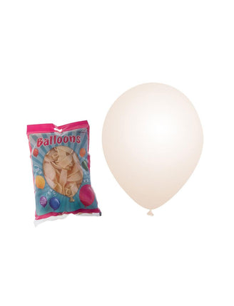 Transparante latex ballonnen 30 cm: opgeblazen ballon naast de gesloten zak