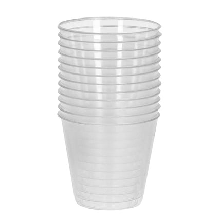 Twaalf transparante plastic borrelglaasjes uit de Shot pong drankspelset