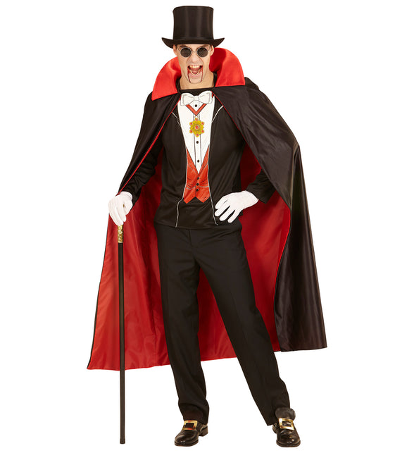 Vampier shirt unisex gecombineerd met zwarte broek tot een complete vampierlook voor Halloween