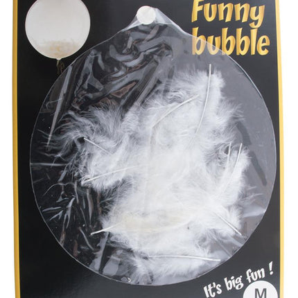 Verpakking van de bubbelballon met witte veren, maat M van ongeveer 45,72 cm