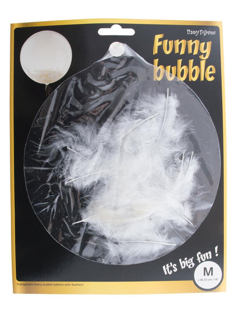 Verpakking van de bubbelballon met witte veren, maat M van ongeveer 45,72 cm