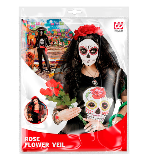 Verpakking van de Day of the dead rozensluier van Widmann voor Halloween