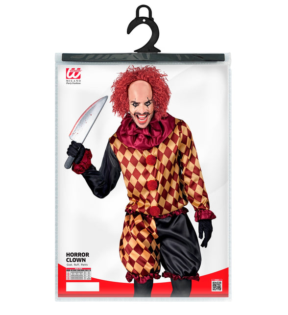 Verpakking horror clown kostuum Lars heren met jas, geplooide kraag en broek