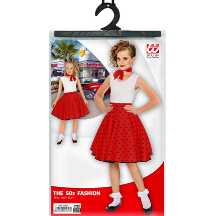 Verpakking jaren 50 rok Holly van Widmann met rok en halsdoek voor meisjes