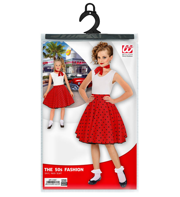 Verpakking jaren 50 rok Holly van Widmann met rok en halsdoek voor meisjes