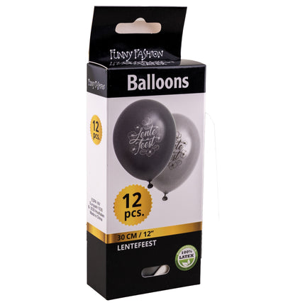 Verpakking lentefeest ballonnen 12 stuks met ophanglabel