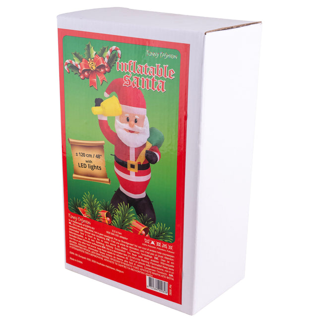 Verpakking van de opblaasbare kerstman 120cm met led lampjes van Funny Fashion