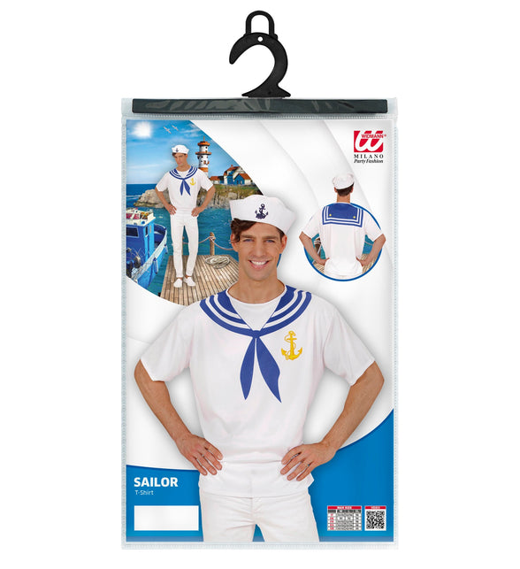 Verpakking van het Sailor T-shirt van Widmann met maataanduiding M, L en XL