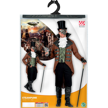 Verpakking steampunk pak heren Berry van Widmann met slipjas, vest en jabot