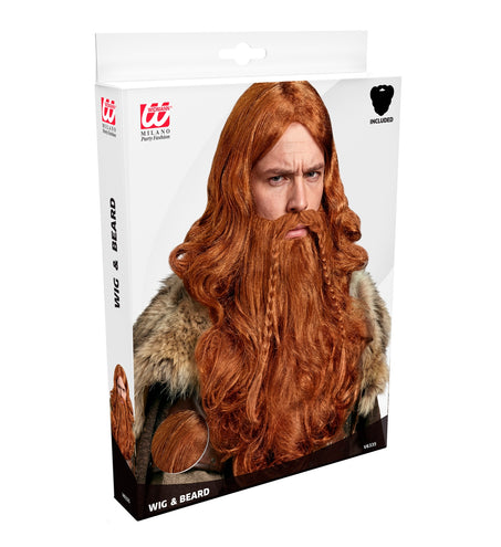 Verpakking van de Viking pruik met baard en snor, Widmann doos met pruik en baard